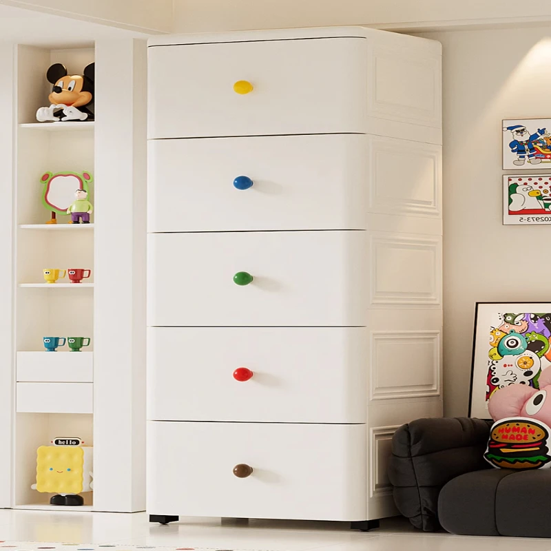 加厚抽屉式收纳柜家用客厅零食置物柜多层夹缝储物柜卧室床头柜子