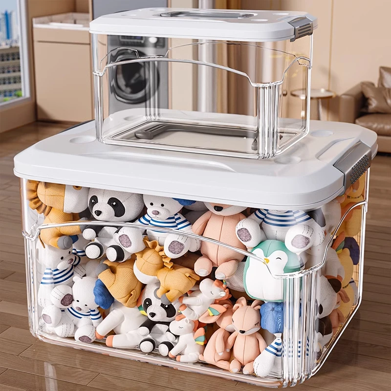 俏洁手提透明大容量收纳箱家用衣物整理箱玩具特大号透明收纳盒