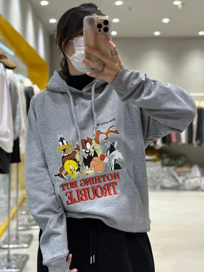 毛圈棉A D k h a l纸袋家：A0108大狗卡通字母重工刺绣百搭连帽卫