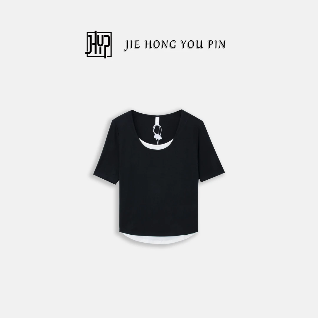 新款夏季假两件软糯高弹T恤百搭女士休闲2651