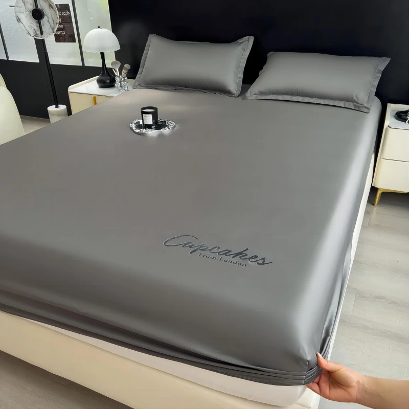 轻奢丝滑冰丝床笠夏季纯色床垫保护套亲肤丝滑柔软防滑床单床套罩