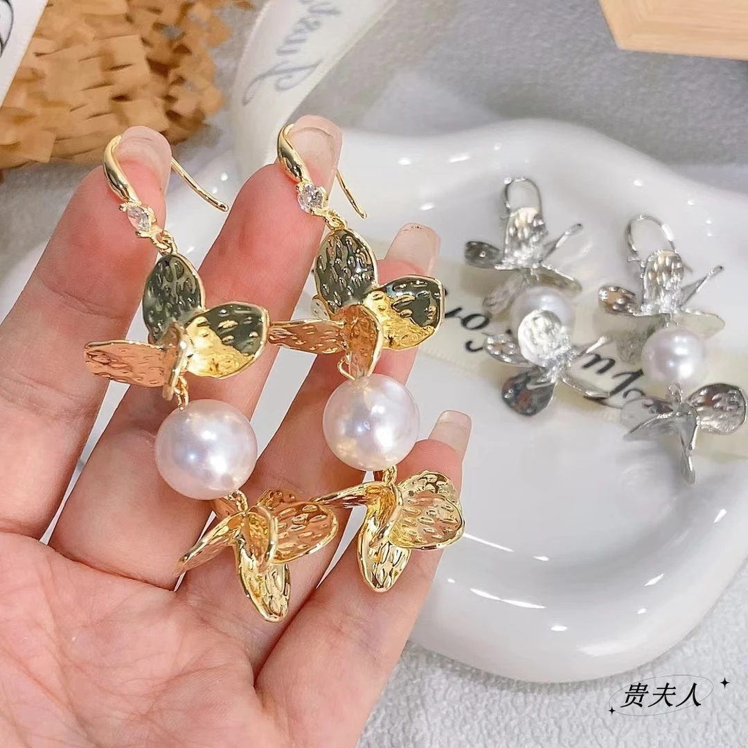 铜合金锆石耳饰 繁华朱颜锆石耳钩款耳环气质轻奢优雅