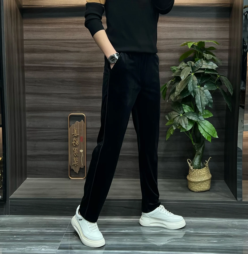 男士秋款时尚高品质休闲丝绒百搭束脚裤-简约韩版修身休闲裤303