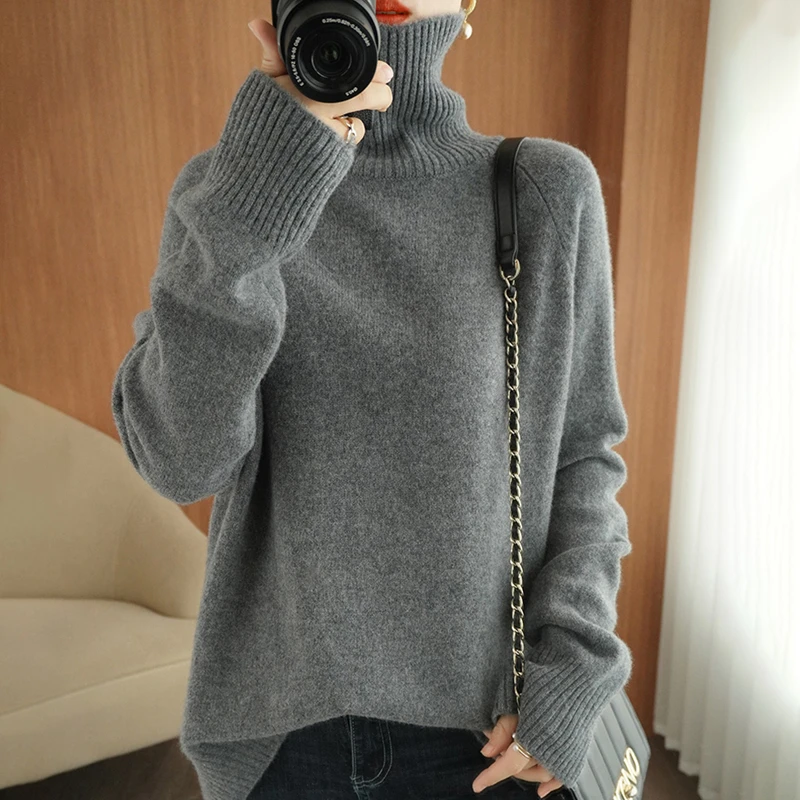 高领毛衣早春打底衫女加厚针织衫2023年新款春装套头长袖内搭上衣