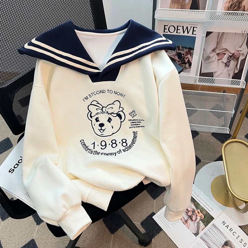 女童卫衣2025新款洋气儿童秋装韩版小女孩海军领学院风上衣裤子