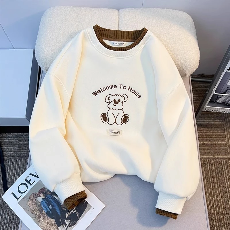 儿童卫衣上衣春秋宽松加绒圆领韩版女童长袖洋气百搭加厚秋冬