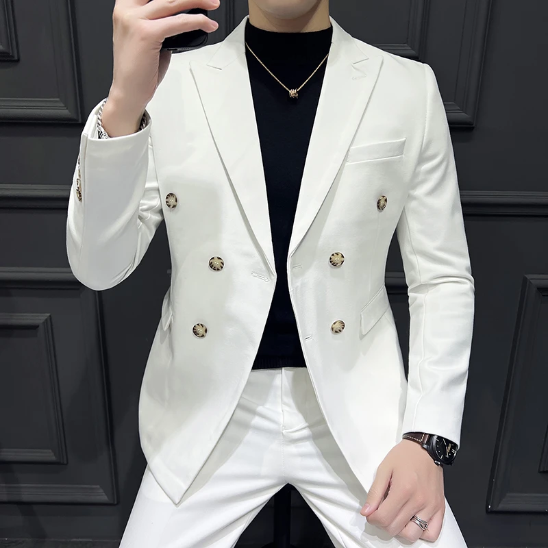 LJT2212狂飙高启强同款白色大码男装双排扣商务西装西服男士套装