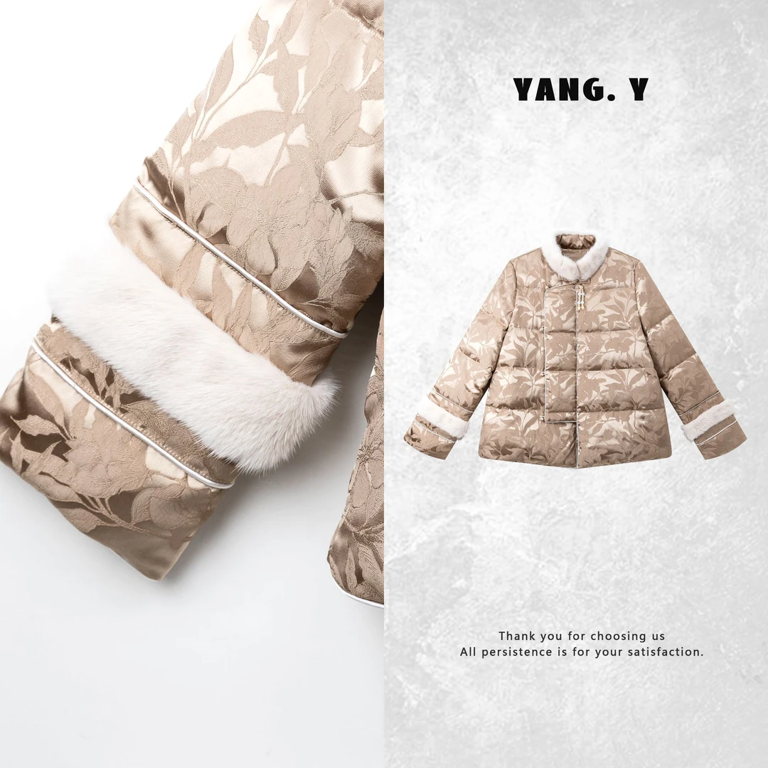 YANG.Y- 【古悦东方】深圳新中式女装桑蚕丝水貂国标90白鹅绒羽绒服