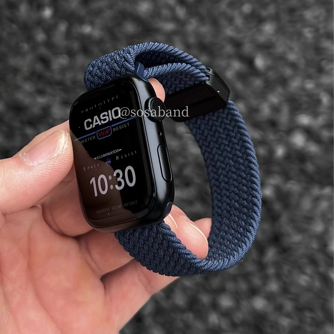 新款尼龙编织磁吸适用苹果手表带AppleWatch456高级iwatch789男女