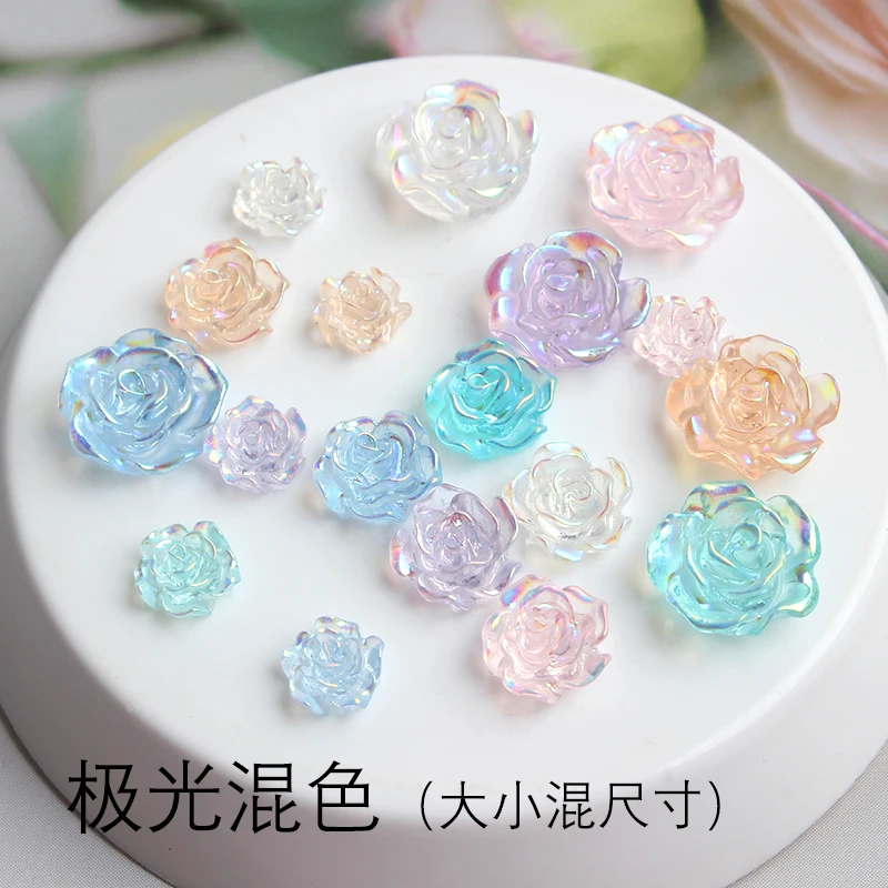 极光山茶花彩色6/8/10mm超仙立体美甲饰品DIY指甲装饰