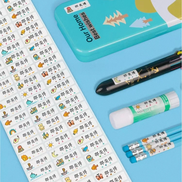 幼儿园宝宝定制白底防水名字贴学生水杯耐磨儿童书本卡通姓名贴