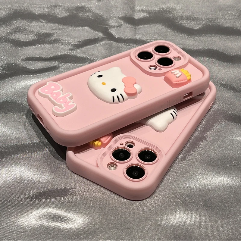 樱花粉立体KT适用苹果13手机壳iphone14promax防摔12/11/15全包女