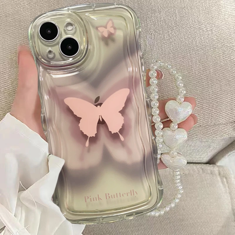 小众ins晕染蝴蝶苹果13手机壳14promax透明iPhone11/12女xs软套xr