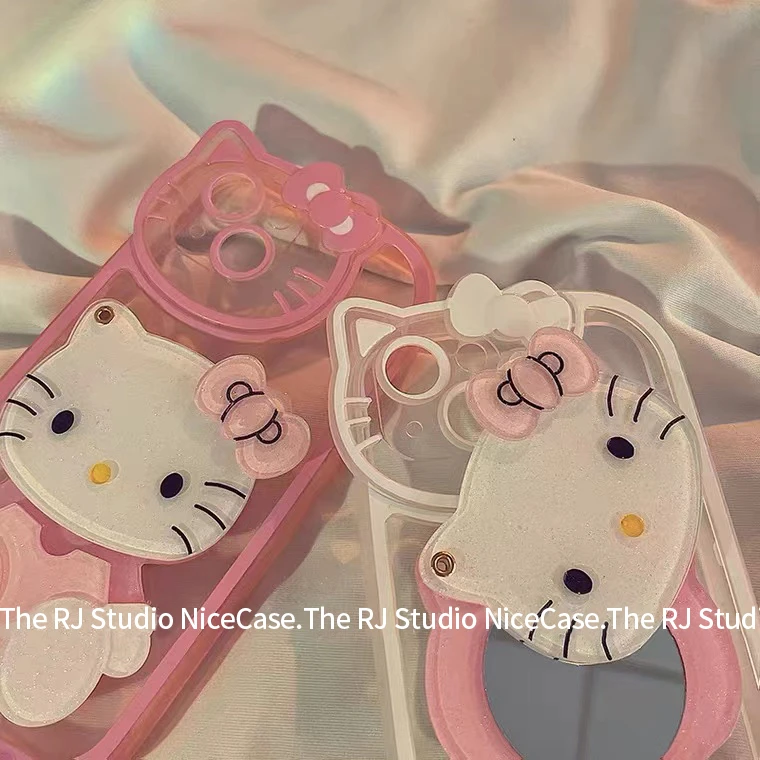 ins立体kt猫补妆镜子iPhone13promax苹果11/12手机壳xs/xr女7/8p