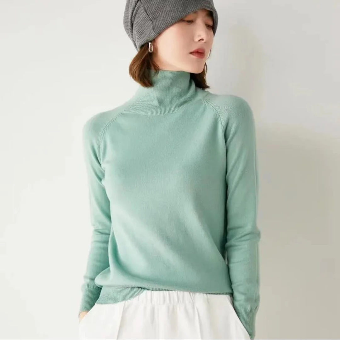 S打底衫女2024秋冬季纯色高领内搭针织衫上衣长袖简约休闲毛衣