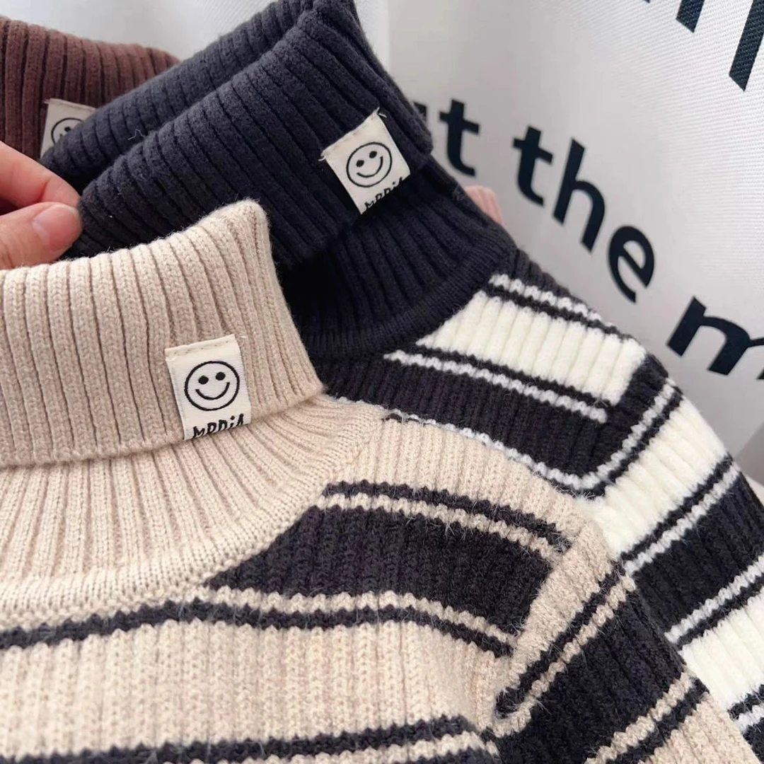 儿童毛衣女童高领线衣秋冬新款加绒加厚中大童针织打底