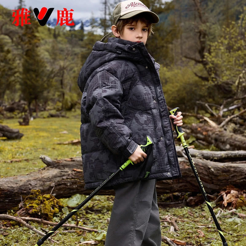 雅鹿儿童痞帅男童羽绒服男款男孩子2024新款洋气大童冬季加厚外套