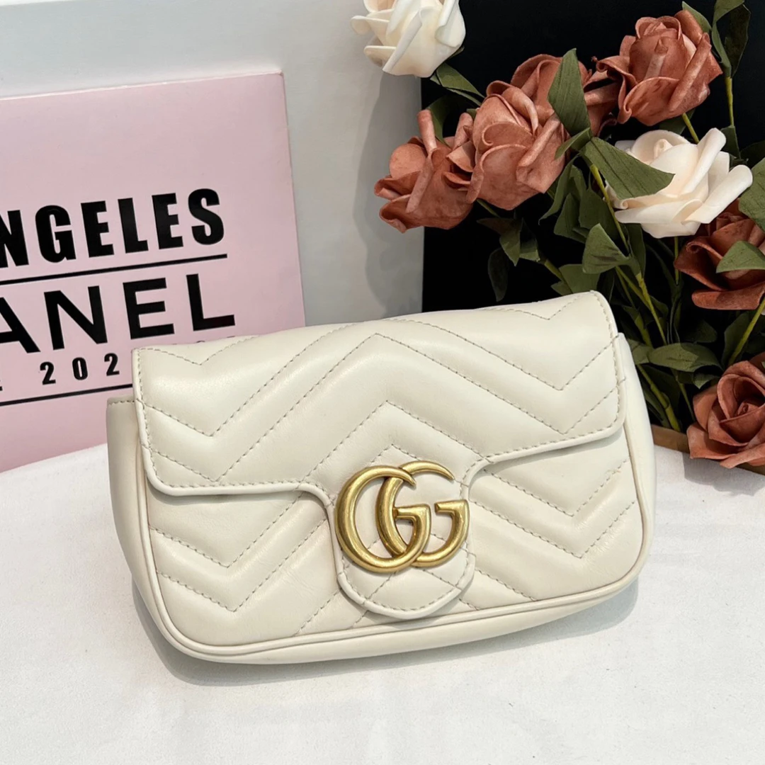 99新 GUCCI/GUCCI 白金/黑金马蒙 supermini经典百搭单肩斜挎包