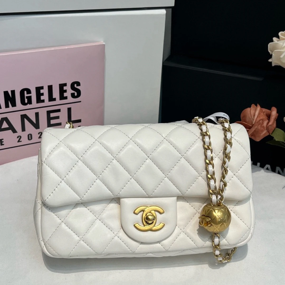 99新 Chanel/香奈儿 21B白金cf金球大mini小香风经典气质斜挎包