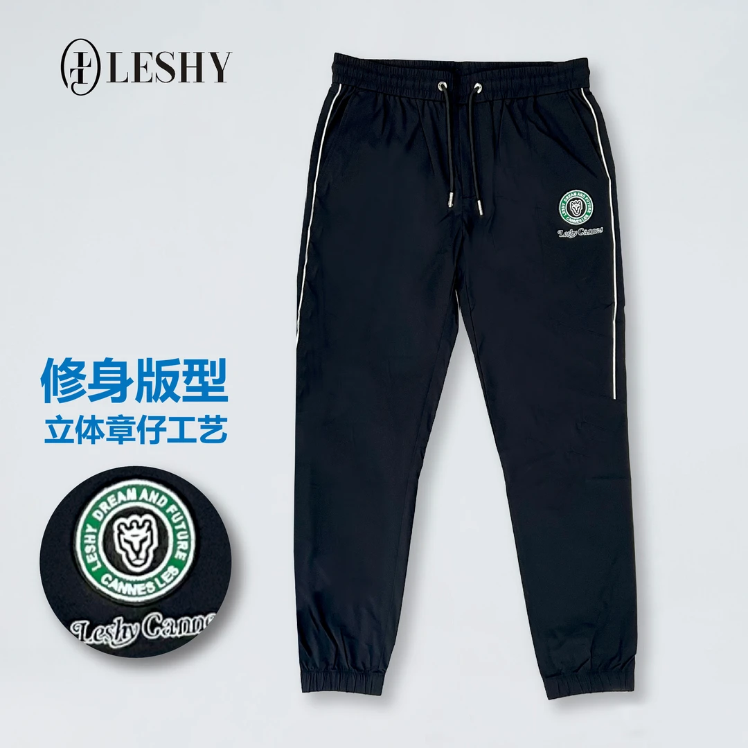 乐士男装简欧春夏设计薄款弹力休闲裤男士束脚长裤66221SY037