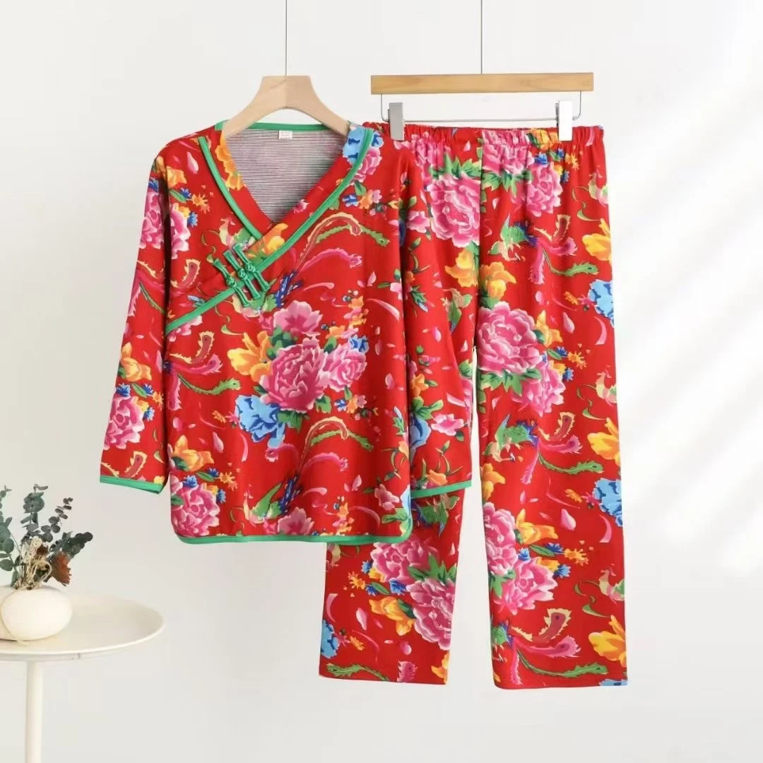 2024-【亲肤绒家居服】女生秋冬盘扣撞色包边保暖套装