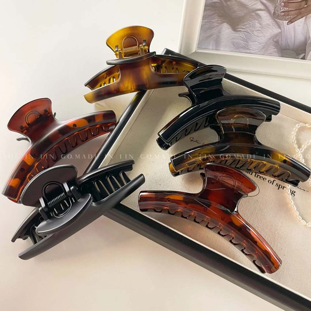 法式美拉德亚克力抓夹发量多后脑勺新色系韩版夹子头饰鲨鱼夹