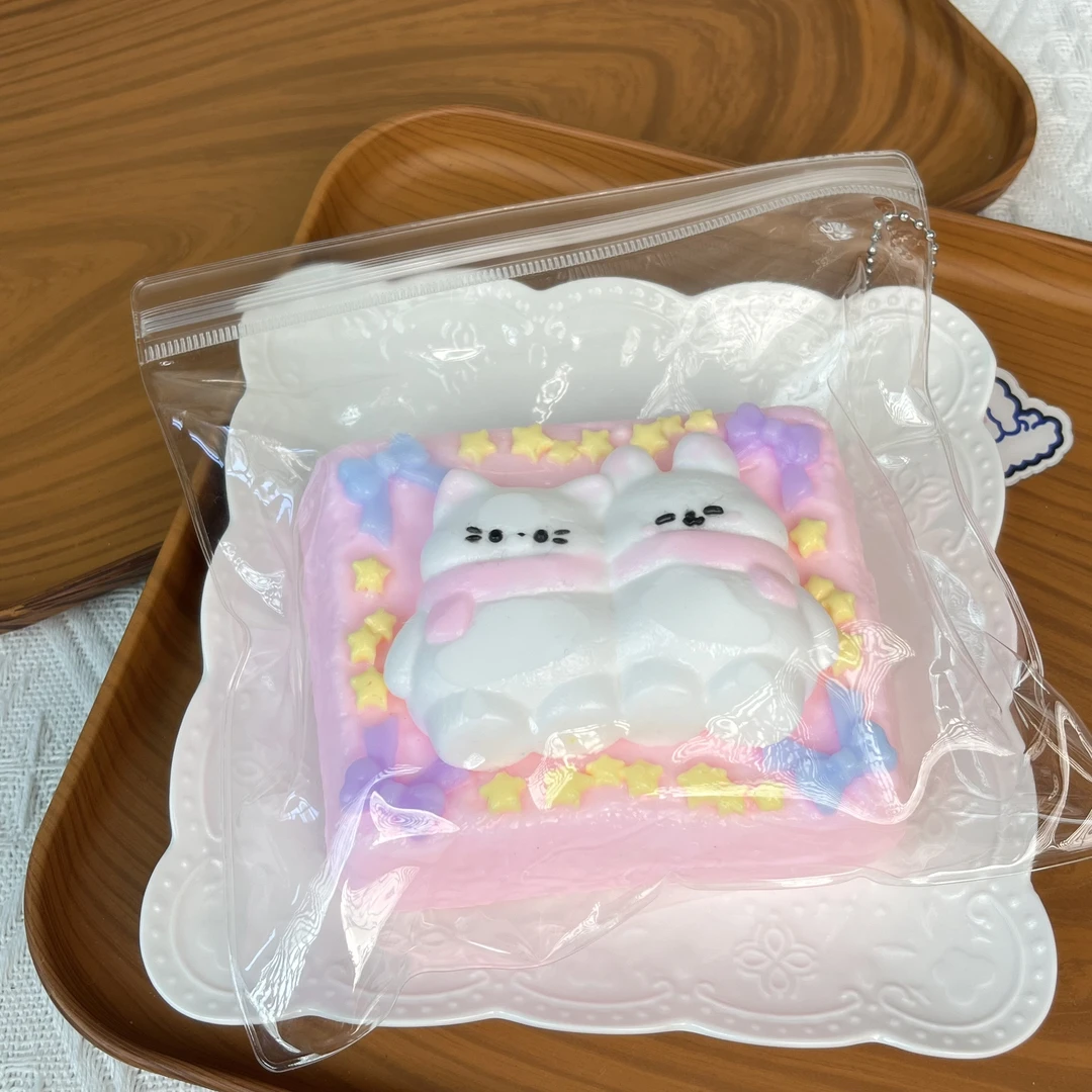 【猫兔贴贴蛋糕】现货捏捏乐食品级硅胶纯手工制作解压玩具手工DIY