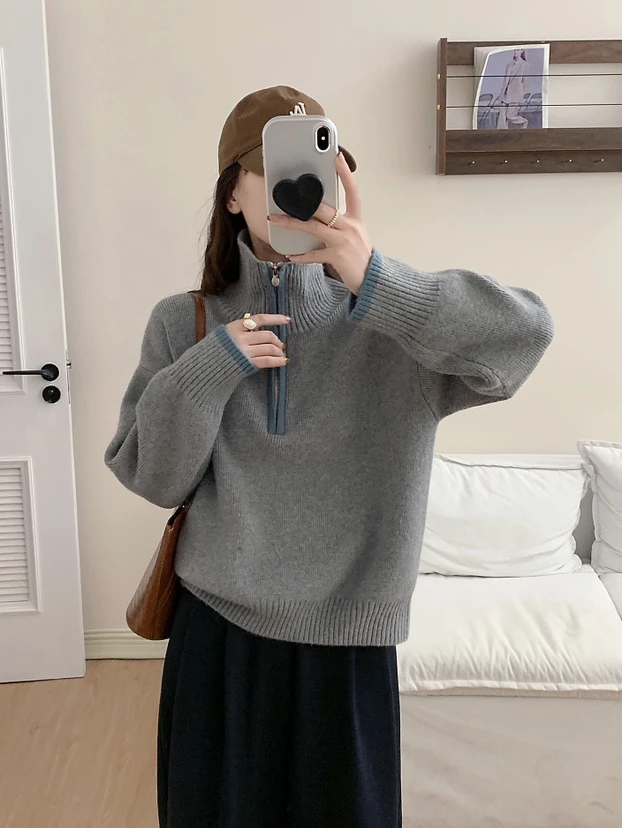 设计款加厚拉链 毛衣