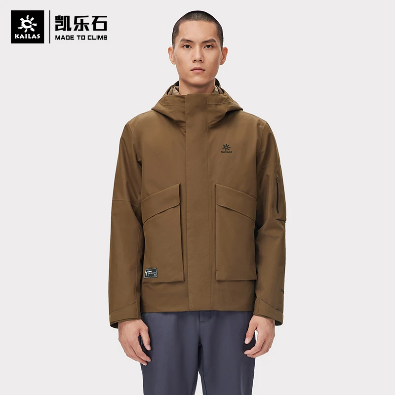 凯乐石羽绒三合一冲锋衣工装户外徒步登山防风防水外套KG2241101