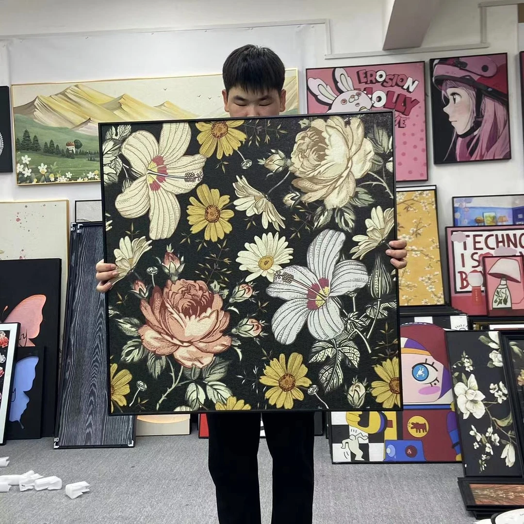 美式乡村复古植物花卉餐厅卧室床头装饰画个性创意背景墙挂画8080