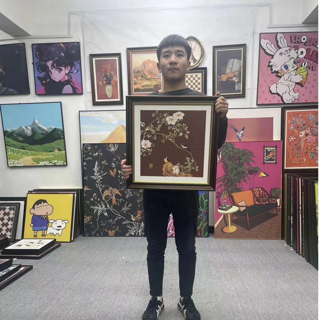 2024年新款玄关挂画喜鹊餐厅装饰画新中式寓意好组合花鸟壁画5050