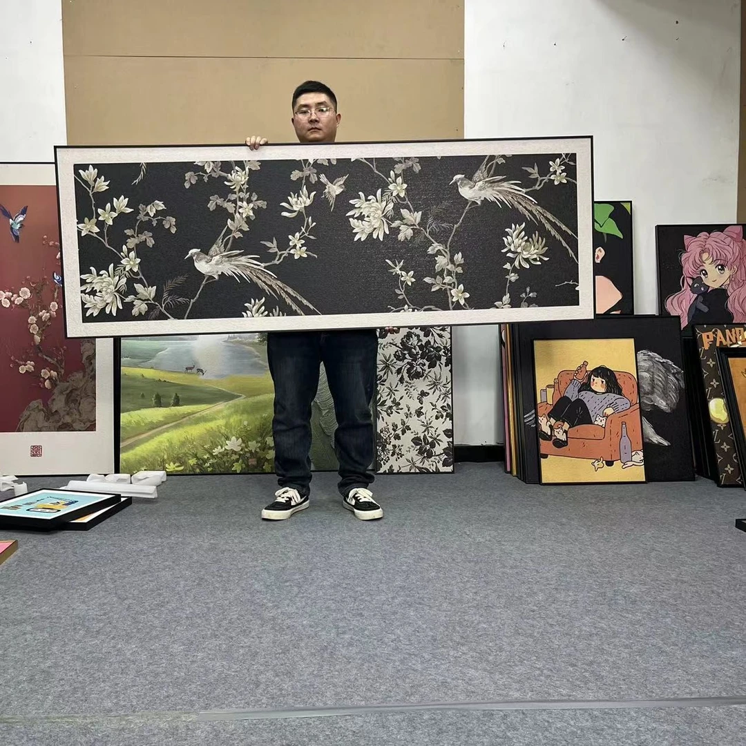 中古风客厅装饰画法式复古花鸟图挂画美式小众艺术沙发画70200