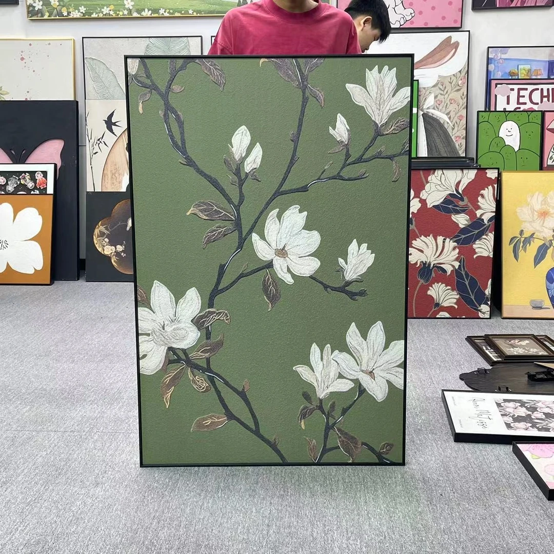《白玉兰》法式复古风装饰画沙发背景墙客厅挂画玄关入户挂画80120