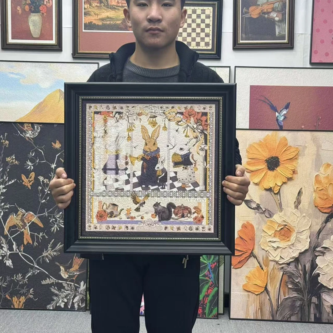 法式餐厅画轻法奢装饰画客厅沙发背景挂画小美式壁画简约现代5050