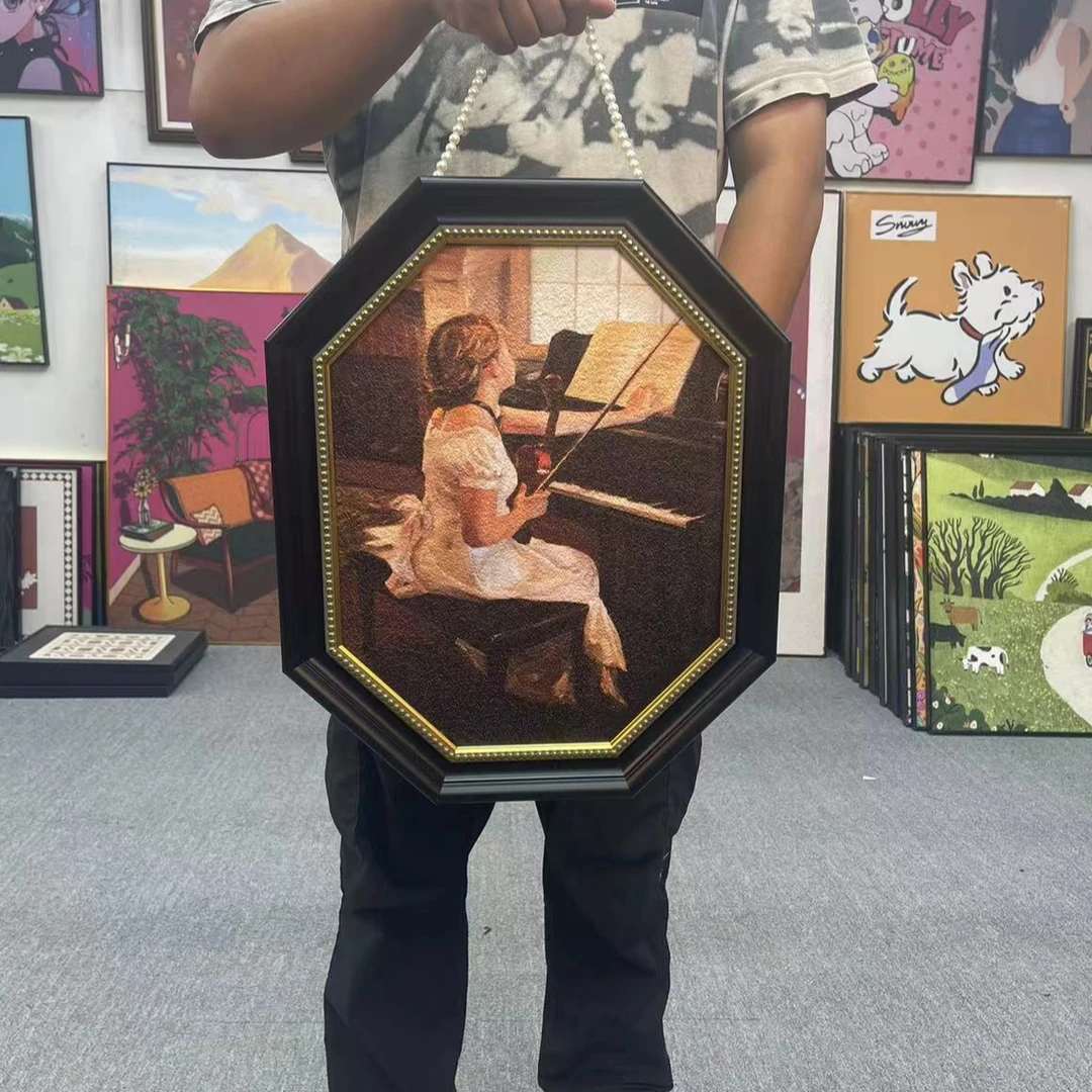 八边形法式美式复古中古装饰画客厅餐厅轻奢挂画巴洛克中古风玄关