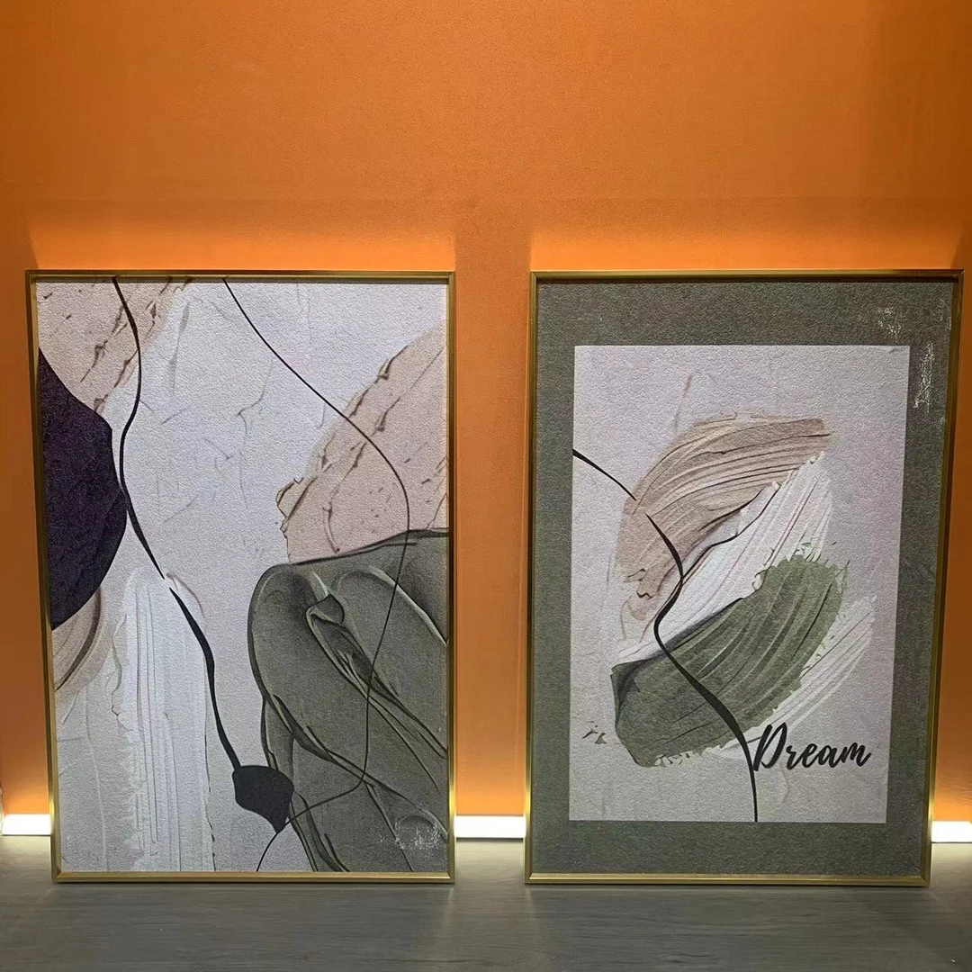 抽象餐厅装饰画现代简约主卧室床头挂画高档餐厅两联壁画4060