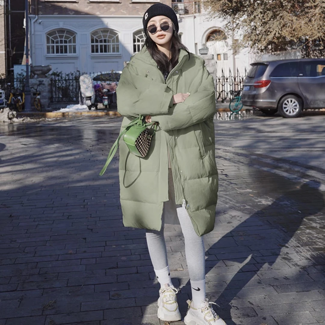 L新款保暖长款连帽女款时尚白鸭绒羽绒服LH808