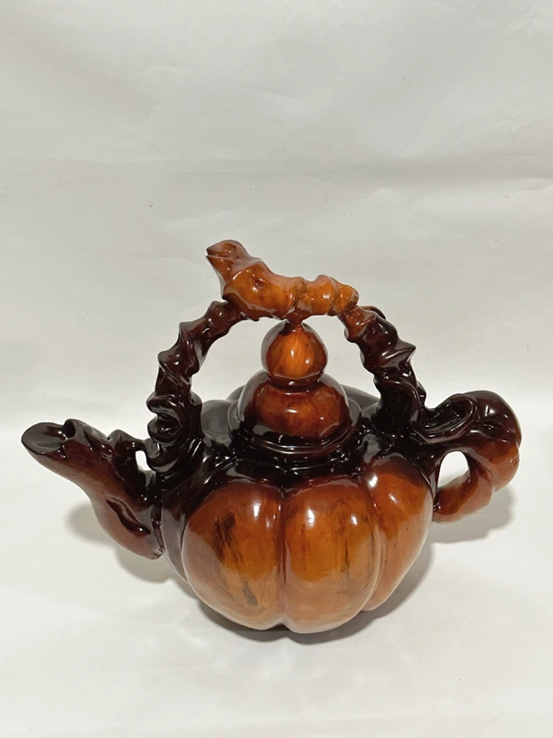 香樟木茶壶摆件工艺品实木客厅书房摆件纯手工雕刻创意工艺品孤品