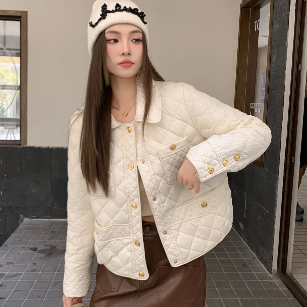 小香风轻奢高端气质菱形格轻薄款韩版秋冬时尚百搭休闲羽绒服菱格