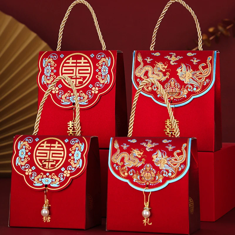 婚庆糖盒结婚喜糖盒子创意中国风婚礼糖果纸盒装喜糖袋子手提礼盒
