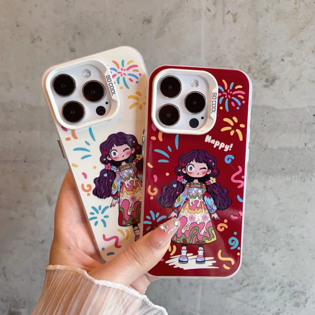 涂鸦女孩苹果/华为/vivo/小米/oppo/可爱卡通iPhone15手机壳个性