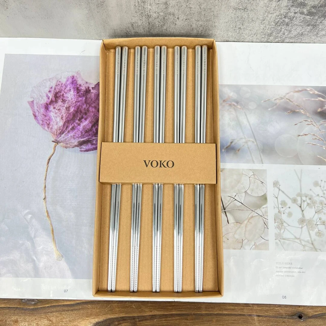 K365 VOKO不锈钢筷子防烫防滑筷子5双/盒25CM