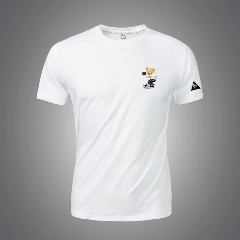 法国大公鸡夏季新款100%纯棉短袖T恤男士休闲透气潮流小熊印花T恤