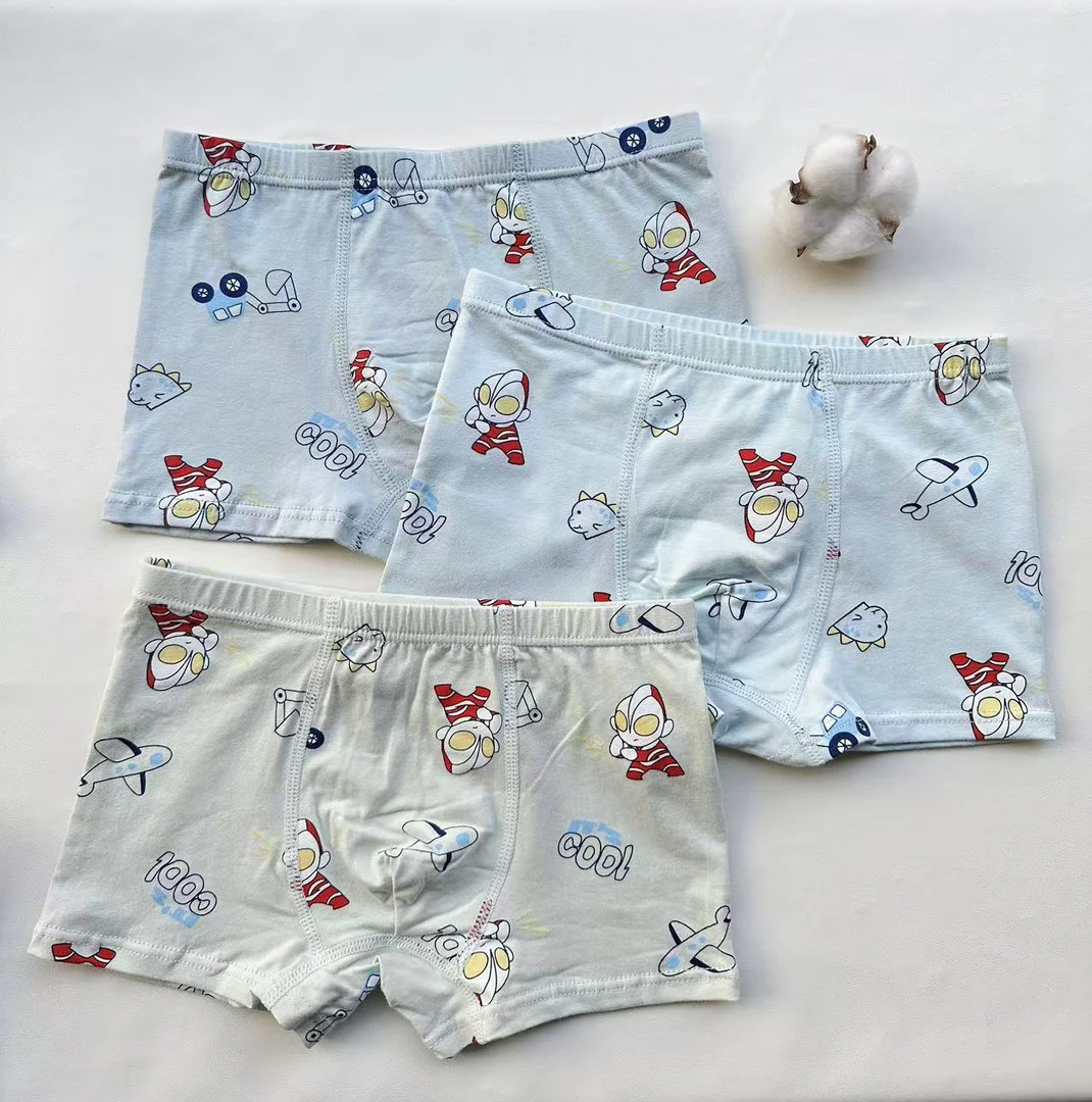 【4条装】中腰柔软中大童95棉平角四角短裤四季款宝宝