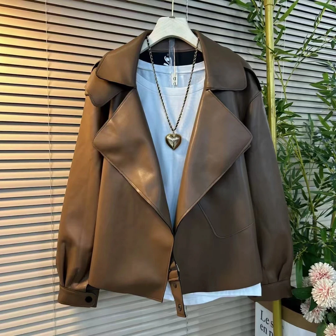 胖妹妹大码女装显瘦遮肉开衫上衣女春秋新款时尚洋气皮衣外套女潮