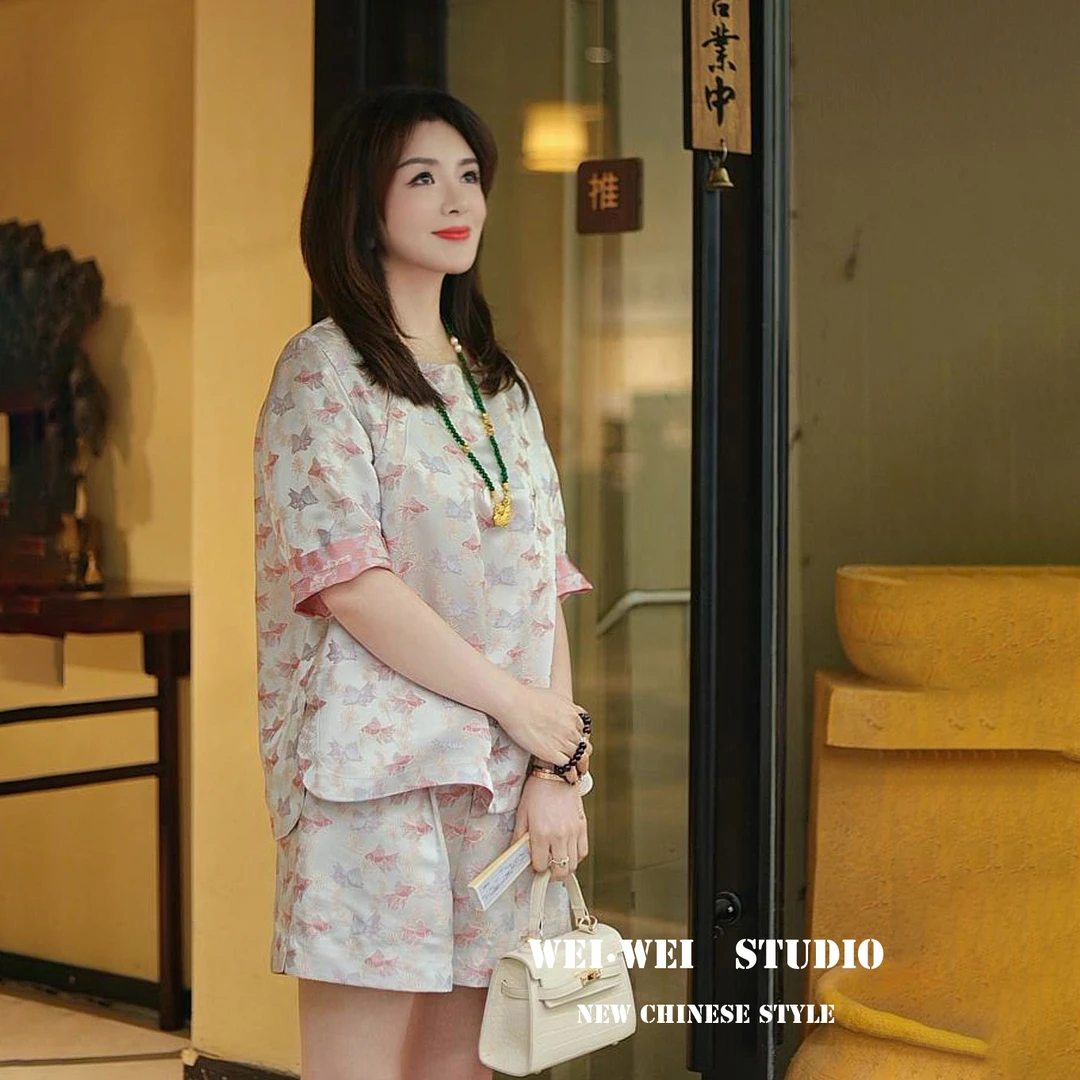 【宋锦·年年有鱼】微·微 新中式国风夏款时尚复古百搭套装