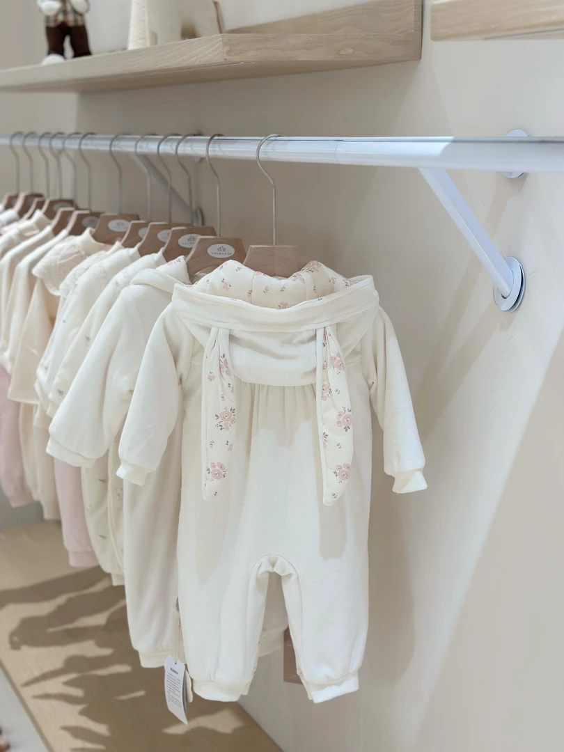 小雨家婴童优选婴幼儿服饰白色童装爬服夹棉衣9162231婴儿