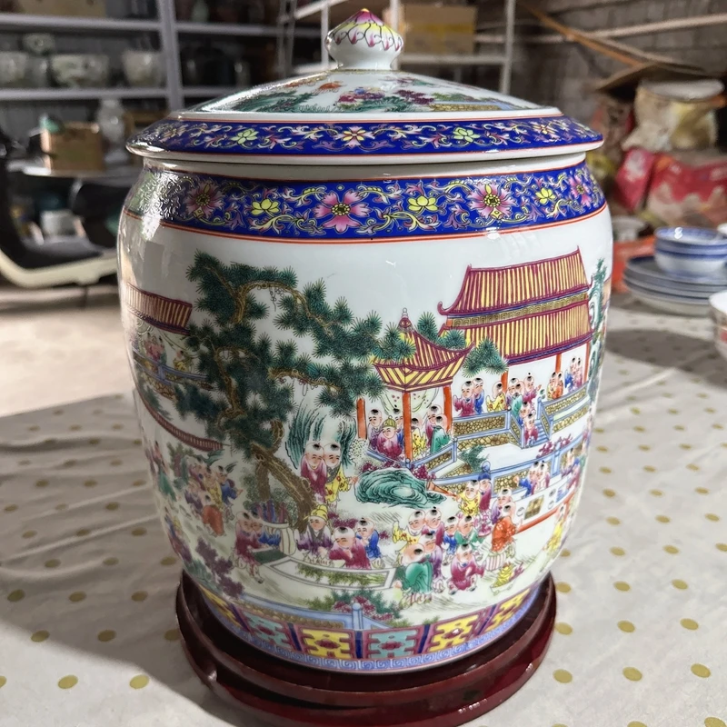 百子图储物罐茶叶罐