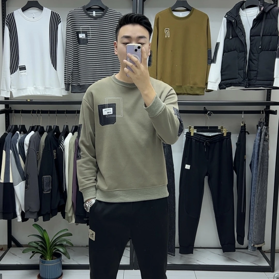 男装秋冬季2025爆款加绒加厚保暖长袖卫衣百搭圆领套头1125潮流