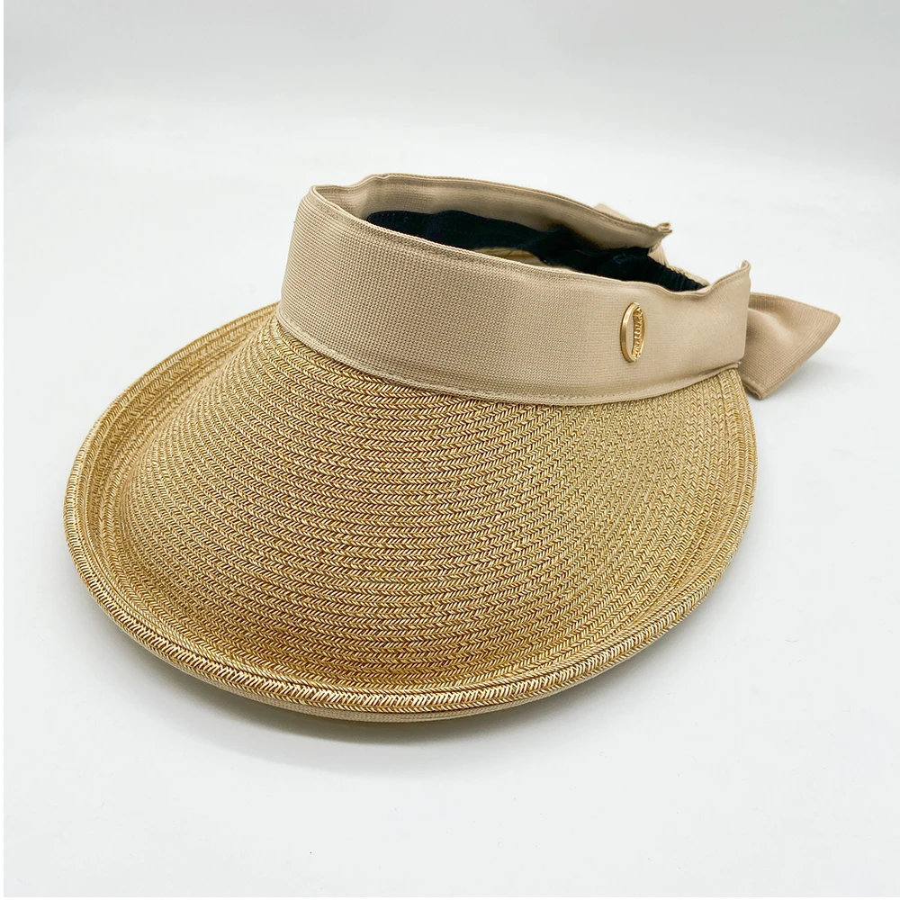 帽子户外夏季遮阳帽女士太阳帽草编无顶防晒帽大帽檐百搭空顶帽